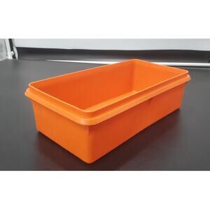 Vintage Tupperware #677 Rectangle Cracker Keeper Container Orange **NO LID**